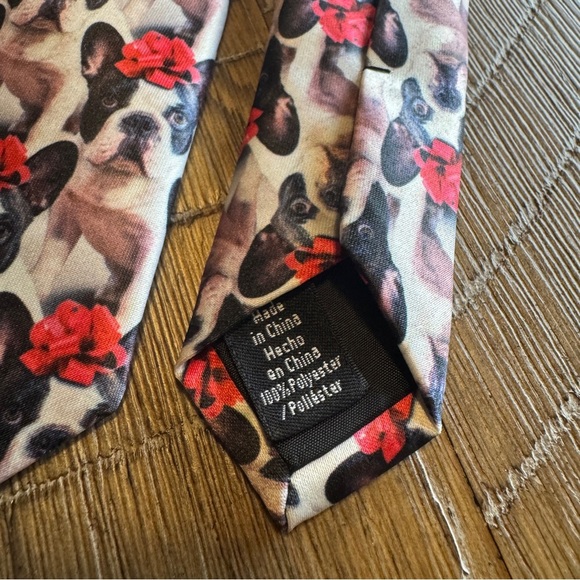 French Bulldog Christmas Bow Gift Dog Print Necktie Frenchie - Picture 3 of 6